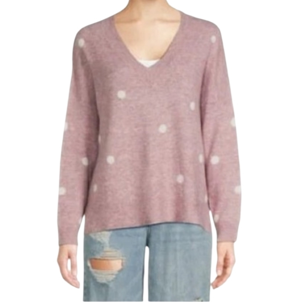 Dreamers Debut Polka Dot V-Neck Oversized Boxy Sweater Size S